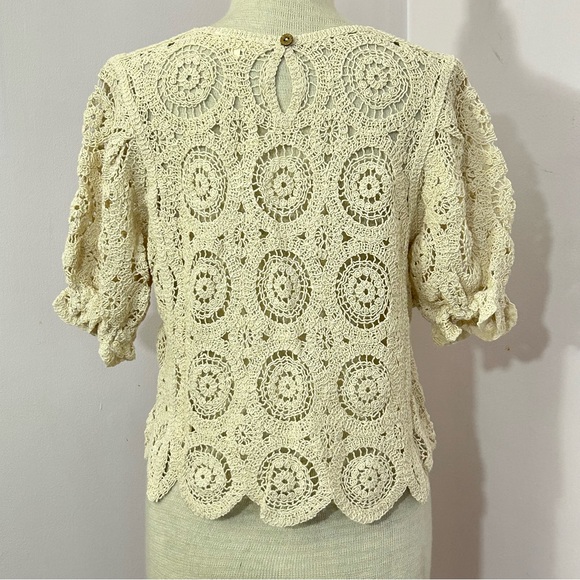 Solitaire Cotton Blend Crochet Top Medium - Picture 3 of 8